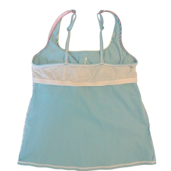 12 Lands End Blue Seersucker Knit 2 Piece Tankini Skirt Swimsuit Underwire Top - Picture 6 of 13